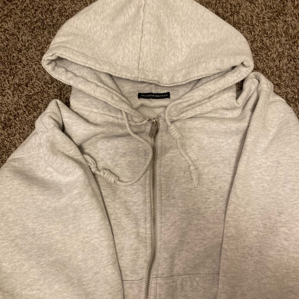 brandy melville grey christy hoodie zip up
